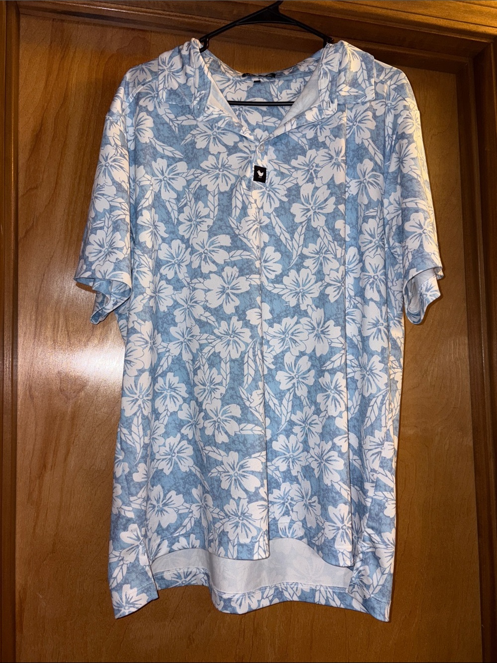 Bad Birdie Light Blue and White Floral Polo